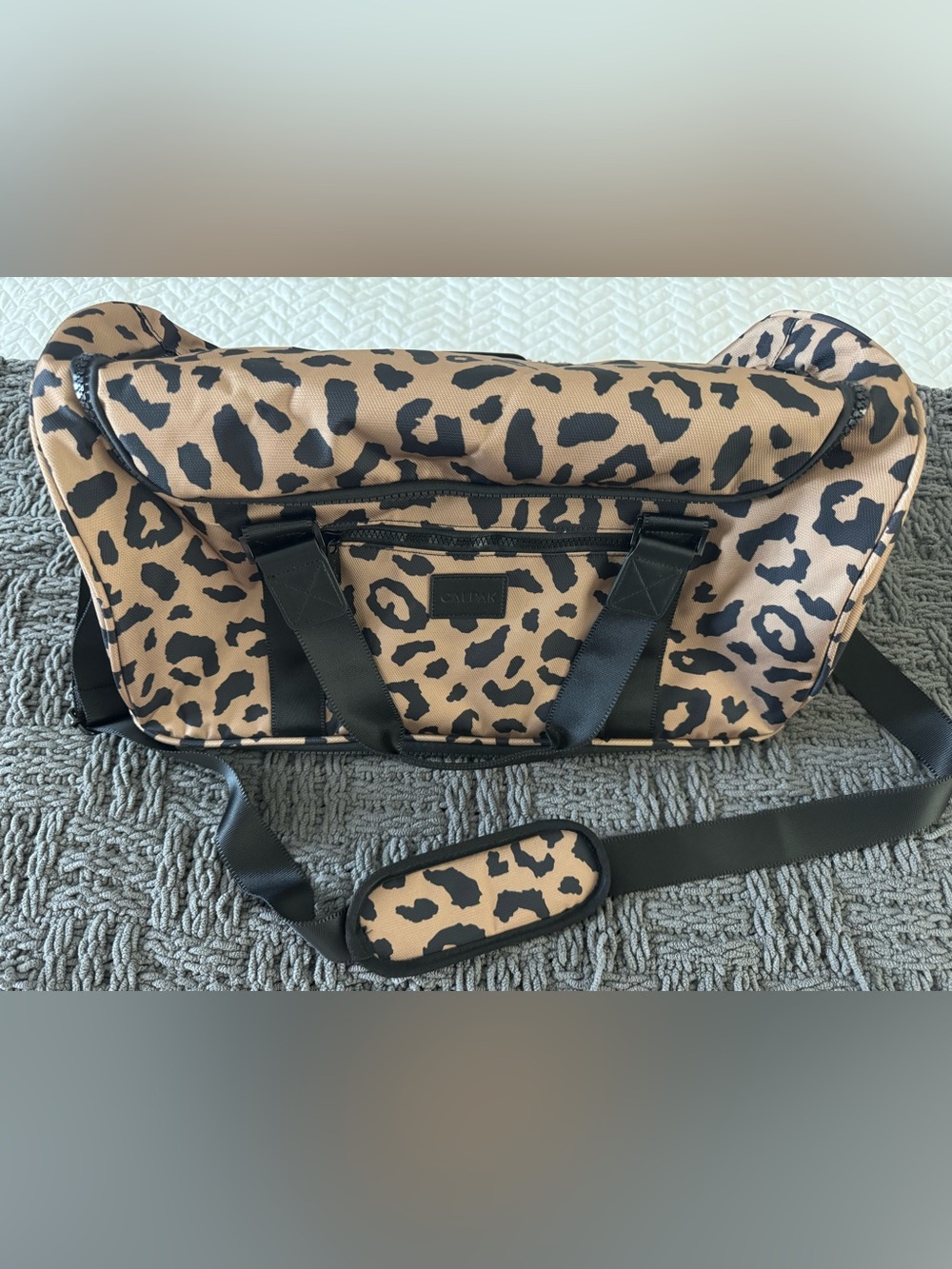 Calpak Leopard-Print Duffel Bag - Tan & Black - Picture 7 of 15